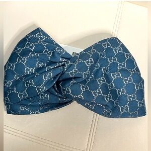 Gucci Navy Monogram Hair Bow